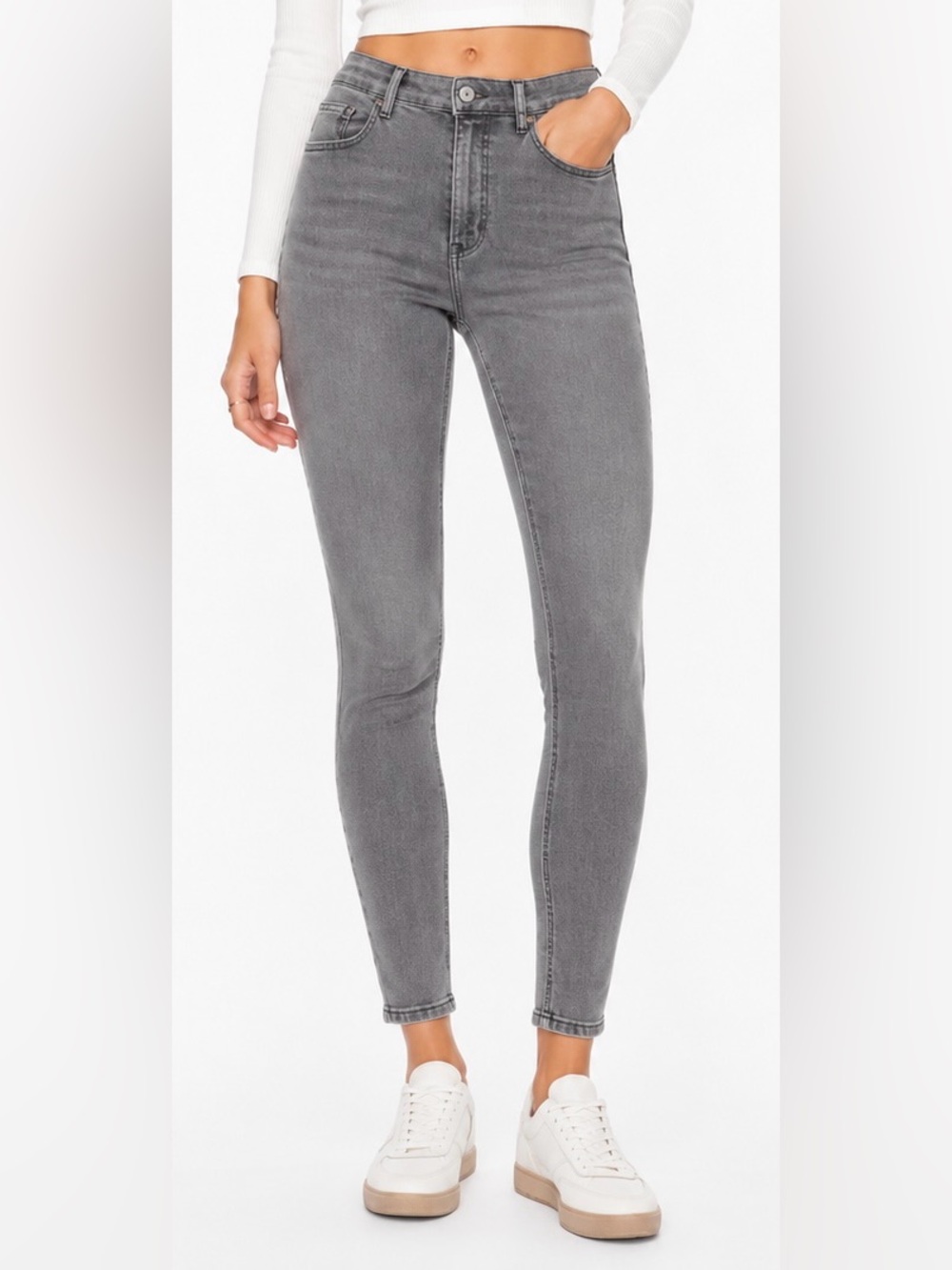 NWT - Zara High Rise Shaper Skinny Ankle Jeans Gray Size 6